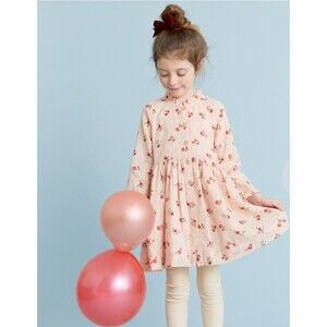 Pink Chicken Autumn Dress Kids Sz 5 Years Pink Lurex Wallpaper Floral Metallic